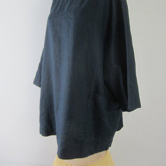 Pure J Jill Womens Plus 2X Dark Navy Indigo Blue 100% Linen Tunic Pockets Shirt - Picture 10 of 10